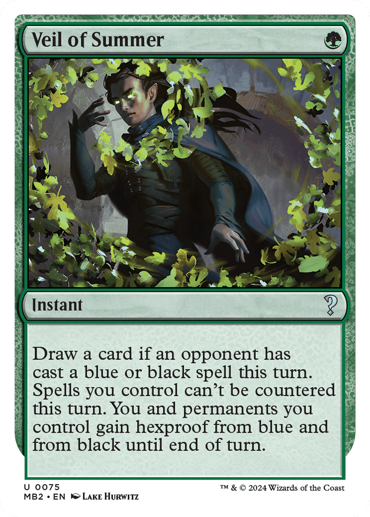 Veil of Summer (MB2-075) - Mystery Booster 2 - Premium MTG Single from Wizards of the Coast - Just $5.83! Shop now at Game Crave Tournament Store