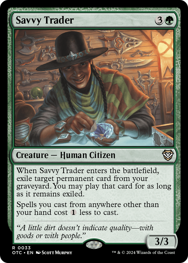 Savvy Trader (OTC-033) - Outlaws of Thunder Junction Commander - Premium MTG Single from Wizards of the Coast - Just $1.18! Shop now at Game Crave Tournament Store