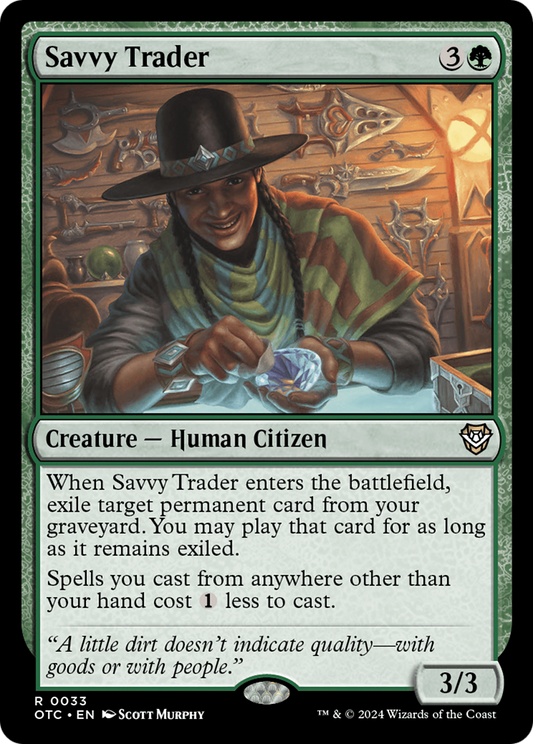 Savvy Trader (OTC-033) - Outlaws of Thunder Junction Commander - Premium MTG Single from Wizards of the Coast - Just $1.18! Shop now at Game Crave Tournament Store