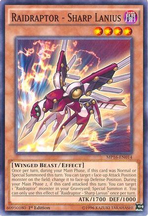 Raidraptor - Sharp Lanius (MP16-EN014) - 2016 Mega-Tins Mega Pack Unlimited - Premium Yugioh Single from Konami - Just $0.11! Shop now at Game Crave Tournament Store