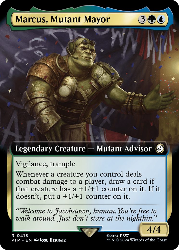 Marcus, Mutant Mayor (PIP-418) - Fallout: (Extended Art) Foil - Premium MTG Single from Wizards of the Coast - Just $0.32! Shop now at Game Crave Tournament Store