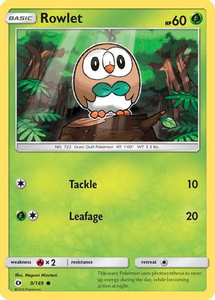 Rowlet 9/149 - Sun & Moon Reverse Holofoil