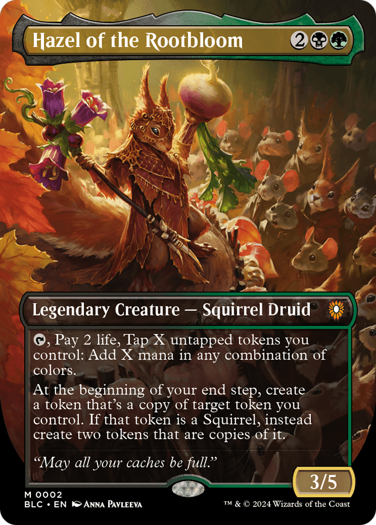 Hazel of the Rootbloom (BLC-002) - Bloomburrow Commander (Borderless) - Premium MTG Single from Wizards of the Coast - Just $2.54! Shop now at Game Crave Tournament Store
