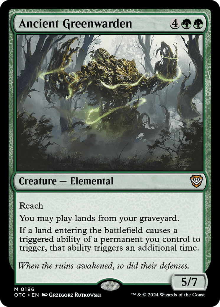 Ancient Greenwarden (OTC-186) - Outlaws of Thunder Junction Commander - Premium MTG Single from Wizards of the Coast - Just $6.61! Shop now at Game Crave Tournament Store