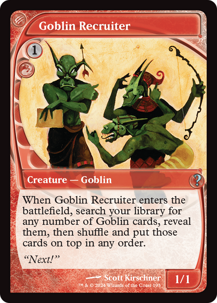 Goblin Recruiter (MB2-193) - Mystery Booster 2 - Premium MTG Single from Wizards of the Coast - Just $4.87! Shop now at Game Crave Tournament Store