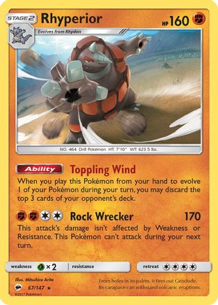 Rhyperior 67/147 - Burning Shadows Reverse Holofoil