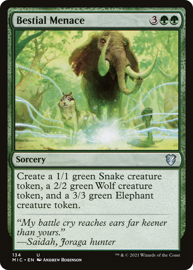 Bestial Menace (MIC-134) - Midnight Hunt Commander - Premium MTG Single from Wizards of the Coast - Just $0.08! Shop now at Game Crave Tournament Store