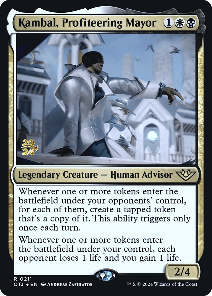 Kambal, Profiteering Mayor (POTJ-211S) - Outlaws of Thunder Junction Promos Foil - Premium MTG Single from Wizards of the Coast - Just $4.10! Shop now at Game Crave Tournament Store