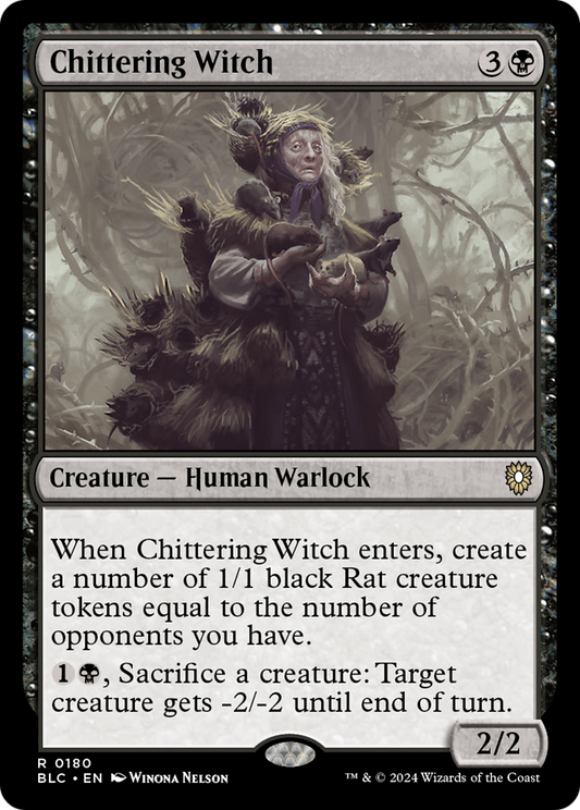 Chittering Witch (BLC-180) - Bloomburrow Commander - Premium MTG Single from Wizards of the Coast - Just $0.26! Shop now at Game Crave Tournament Store