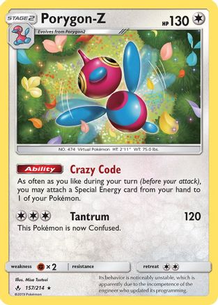Porygon-Z 157/214 - Unbroken Bonds Reverse Holofoil