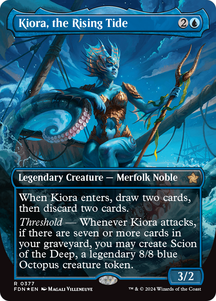 Kiora, the Rising Tide (FDN-377) - Foundations (Borderless) Foil - Premium MTG Single from Wizards of the Coast - Just $19.97! Shop now at Game Crave Tournament Store