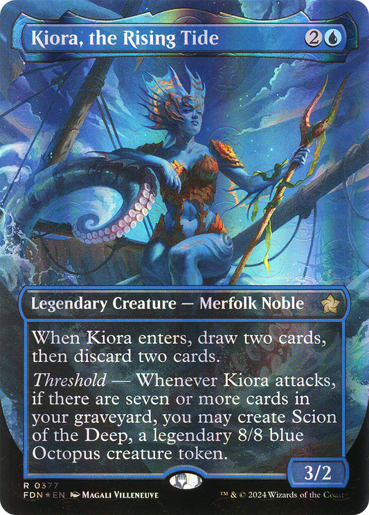Kiora, the Rising Tide (FDN-377) - Foundations (Borderless) Foil - Premium MTG Single from Wizards of the Coast - Just $18! Shop now at Game Crave Tournament Store