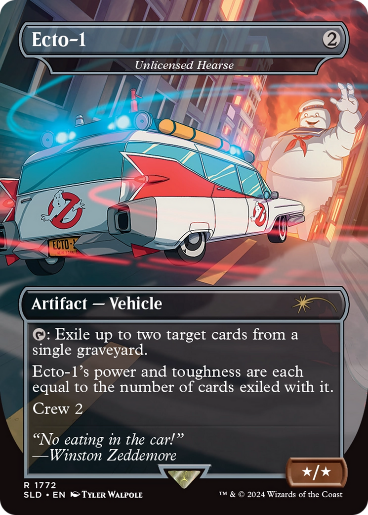 Unlicensed Hearse (SLD-1772) - Secret Lair Drop / Ecto-1 (Borderless) Foil - Premium MTG Single from Wizards of the Coast - Just $0! Shop now at Game Crave Tournament Store