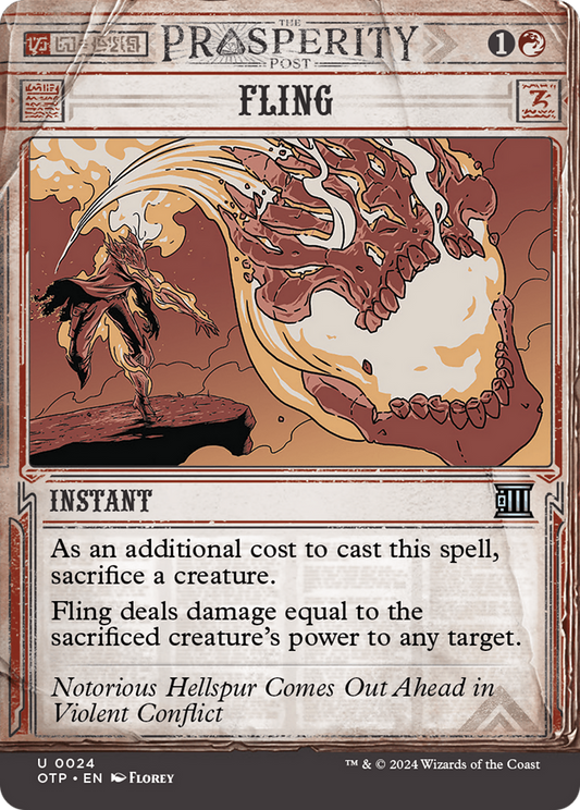 Fling (OTP-024) - Breaking News: (Showcase) (Borderless) Foil - Premium MTG Single from Wizards of the Coast - Just $0.25! Shop now at Game Crave Tournament Store
