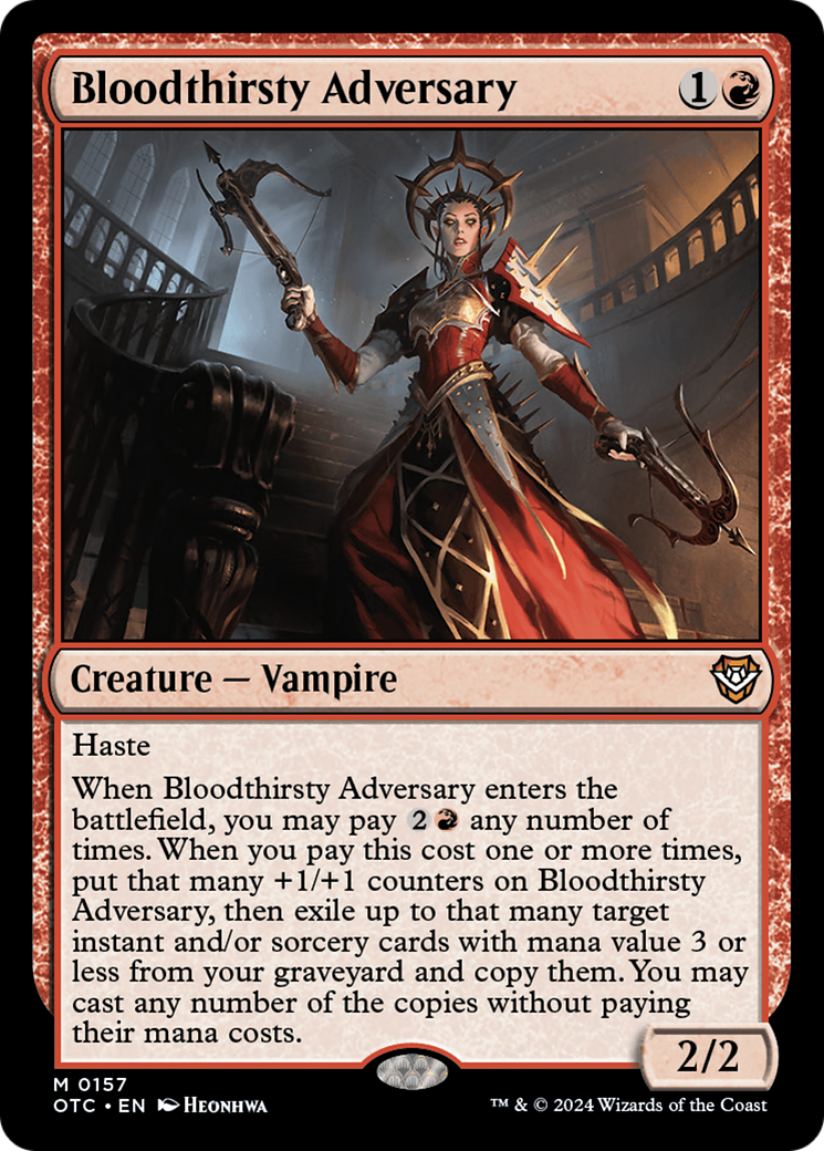 Bloodthirsty Adversary (OTC-157) - Outlaws of Thunder Junction Commander - Premium MTG Single from Wizards of the Coast - Just $0.25! Shop now at Game Crave Tournament Store