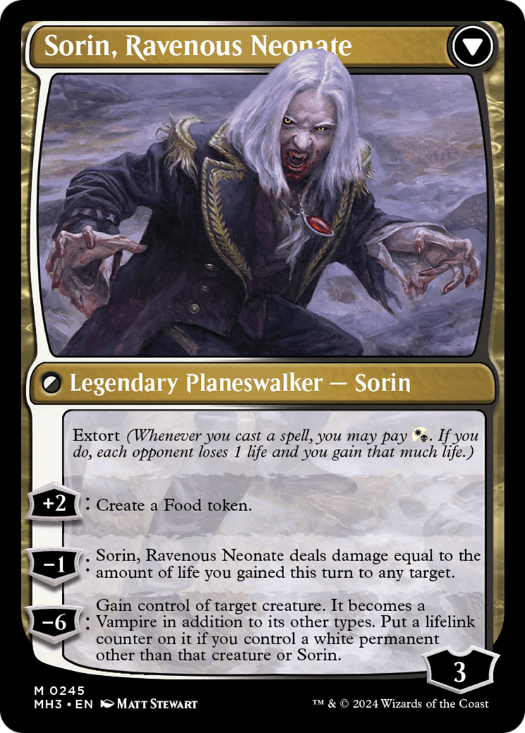 Sorin of House Markov // Sorin, Ravenous Neonate (MH3-245) - Modern Horizons 3 - Premium MTG Single from Wizards of the Coast - Just $3.78! Shop now at Game Crave Tournament Store