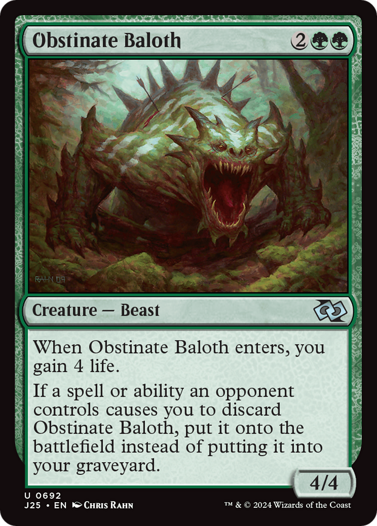 Obstinate Baloth (J25-692) - Foundations Jumpstart - Premium MTG Single from Wizards of the Coast - Just $0.25! Shop now at Game Crave Tournament Store