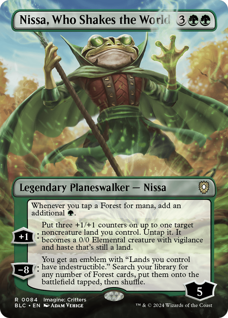 Nissa, Who Shakes the World (BLC-084) - Bloomburrow Commander (Borderless) - Premium MTG Single from Wizards of the Coast - Just $3.12! Shop now at Game Crave Tournament Store