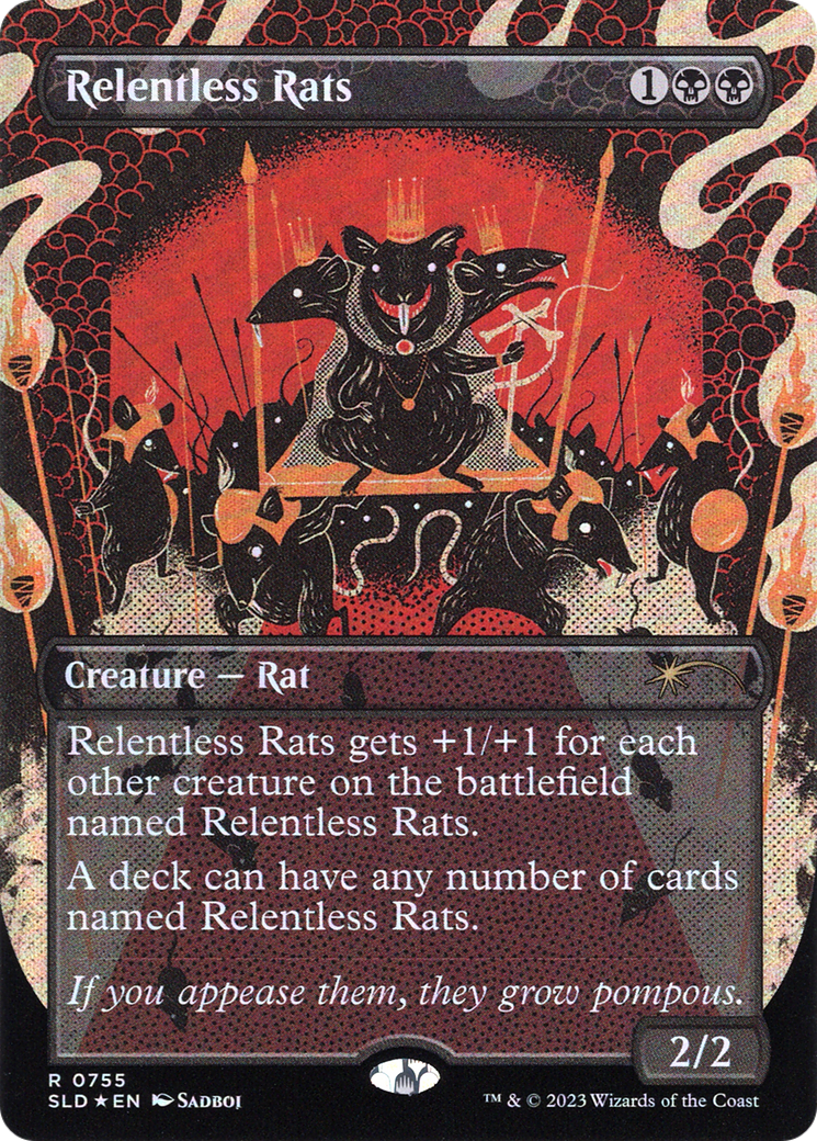 Relentless Rats (SLD-755) - Secret Lair Drop (Borderless) Foil - Premium MTG Single from Wizards of the Coast - Just $42.66! Shop now at Game Crave Tournament Store