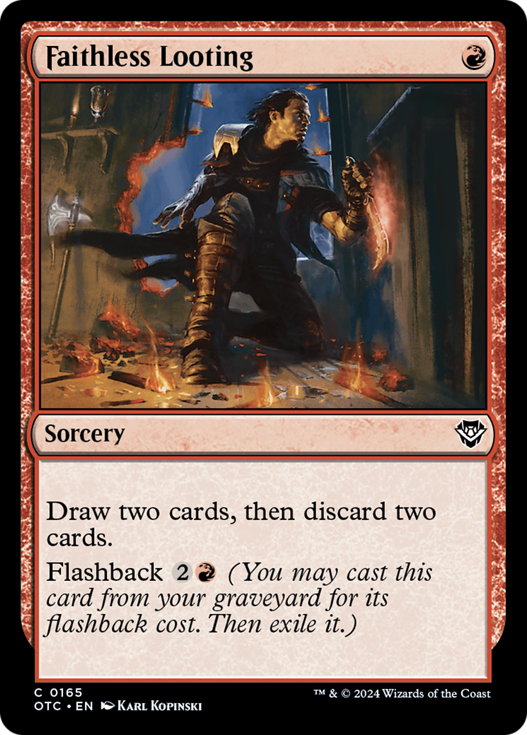 Faithless Looting (OTC-165) - Outlaws of Thunder Junction Commander - Premium MTG Single from Wizards of the Coast - Just $0.26! Shop now at Game Crave Tournament Store