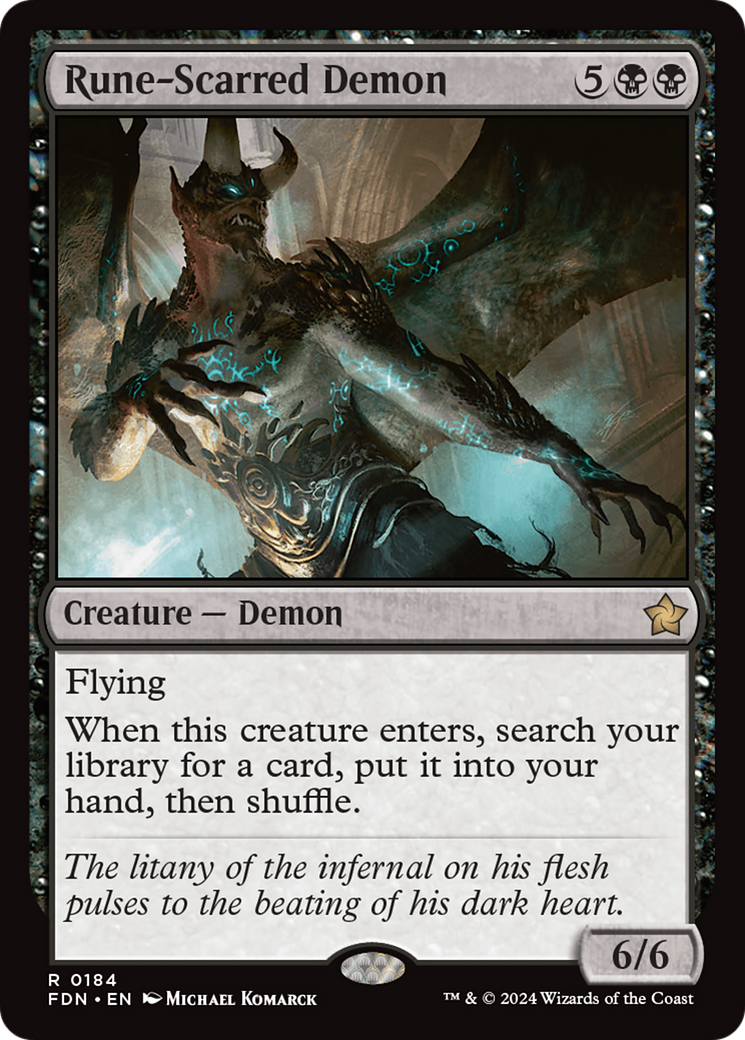 Rune-Scarred Demon (FDN-184) - Foundations - Premium MTG Single from Wizards of the Coast - Just $0.48! Shop now at Game Crave Tournament Store