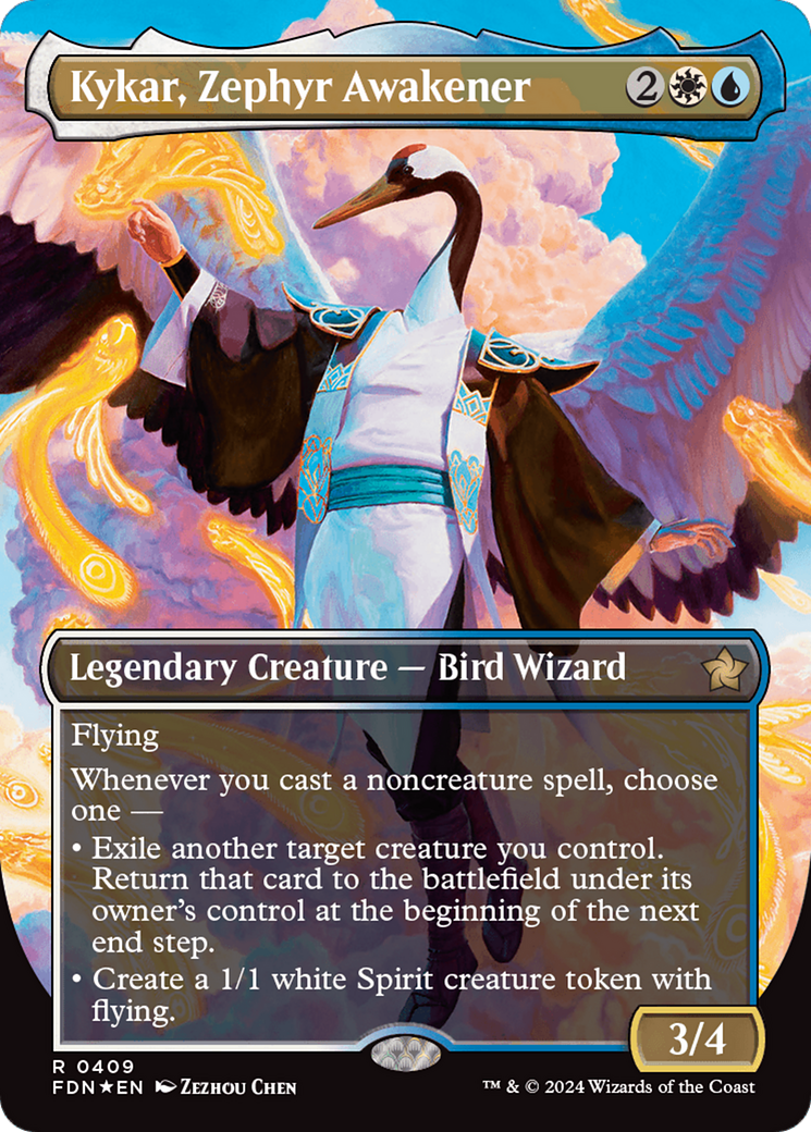 Kykar, Zephyr Awakener (FDN-409) - Foundations (Borderless) Foil - Premium MTG Single from Wizards of the Coast - Just $8.40! Shop now at Game Crave Tournament Store