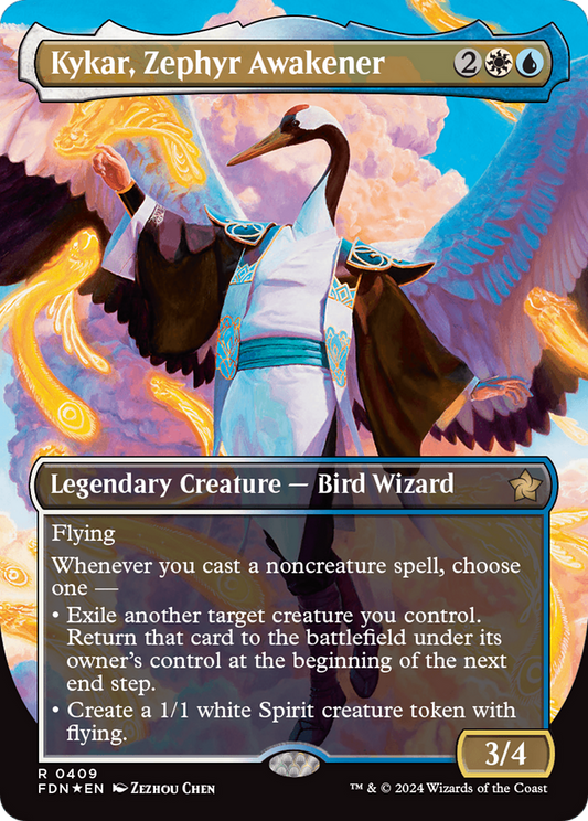 Kykar, Zephyr Awakener (FDN-409) - Foundations (Borderless) Foil - Premium MTG Single from Wizards of the Coast - Just $8.40! Shop now at Game Crave Tournament Store