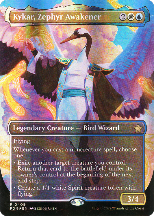 Kykar, Zephyr Awakener (FDN-409) - Foundations (Borderless) Foil - Premium MTG Single from Wizards of the Coast - Just $8.70! Shop now at Game Crave Tournament Store