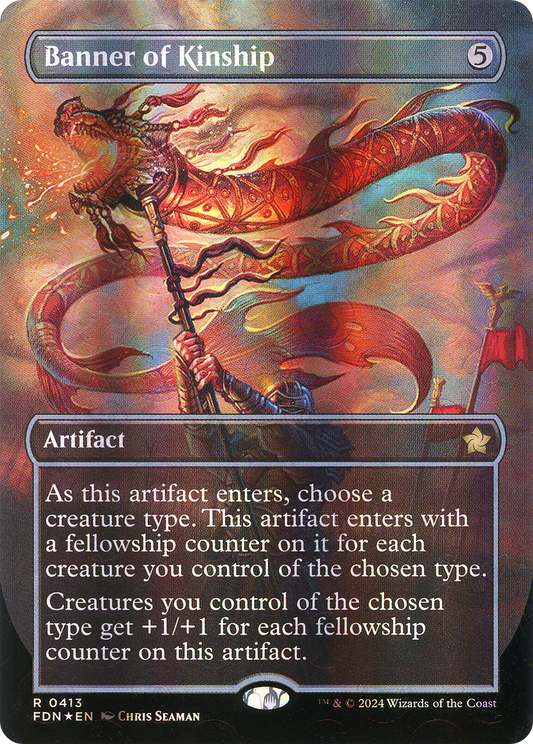 Banner of Kinship (FDN-413) - Foundations (Borderless) Foil - Premium MTG Single from Wizards of the Coast - Just $28! Shop now at Game Crave Tournament Store