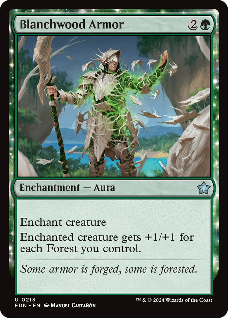 Blanchwood Armor (FDN-213) - Foundations Foil - Premium MTG Single from Wizards of the Coast - Just $0.25! Shop now at Game Crave Tournament Store