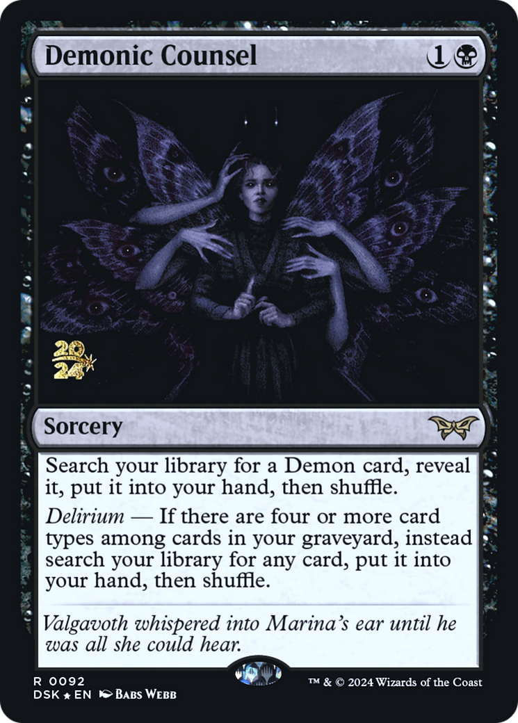 Demonic Counsel (PDSK-92S) - Duskmourn: House of Horror Promos Foil - Premium MTG Single from Wizards of the Coast - Just $3.55! Shop now at Game Crave Tournament Store