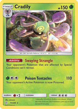 Cradily 11/236 - SM  Cosmic Eclipse Reverse Holofoil