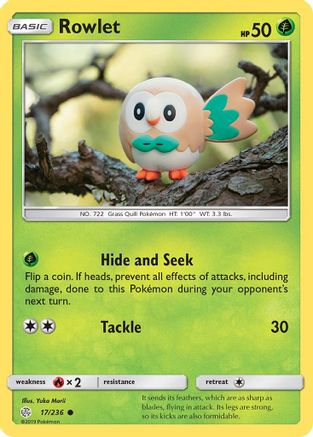 Rowlet - 17/236 17/236 - SM  Cosmic Eclipse Reverse Holofoil