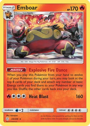 Emboar 33/236 - SM  Cosmic Eclipse Reverse Holofoil