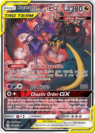 Naganadel & Guzzlord GX (Alternate Full Art) 224/236 - SM  Cosmic Eclipse Holofoil