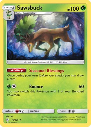 Sawsbuck 16/236 - SM  Cosmic Eclipse Holofoil