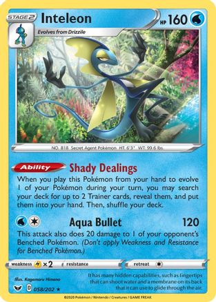 Inteleon 58/202 - Sword & Shield Reverse Holofoil