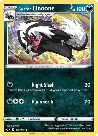 Galarian Linoone 118/202 - Sword & Shield Reverse Holofoil