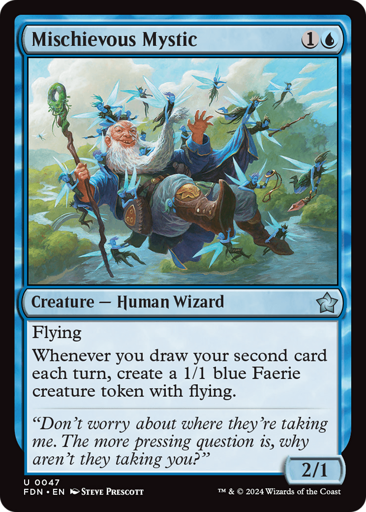 Mischievous Mystic (FDN-047) - Foundations Foil - Premium MTG Single from Wizards of the Coast - Just $0.25! Shop now at Game Crave Tournament Store