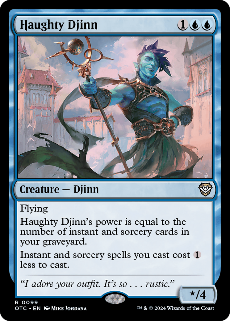 Haughty Djinn (OTC-099) - Outlaws of Thunder Junction Commander - Premium MTG Single from Wizards of the Coast - Just $0.46! Shop now at Game Crave Tournament Store