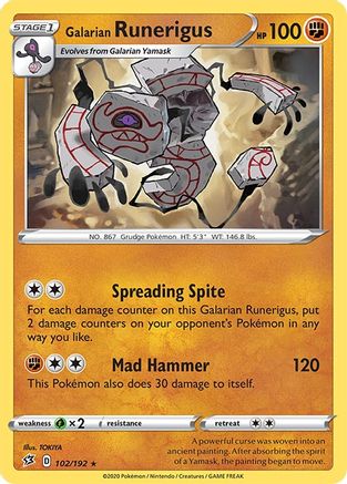 Galarian Runerigus 102/192 - Rebel Clash Reverse Holofoil