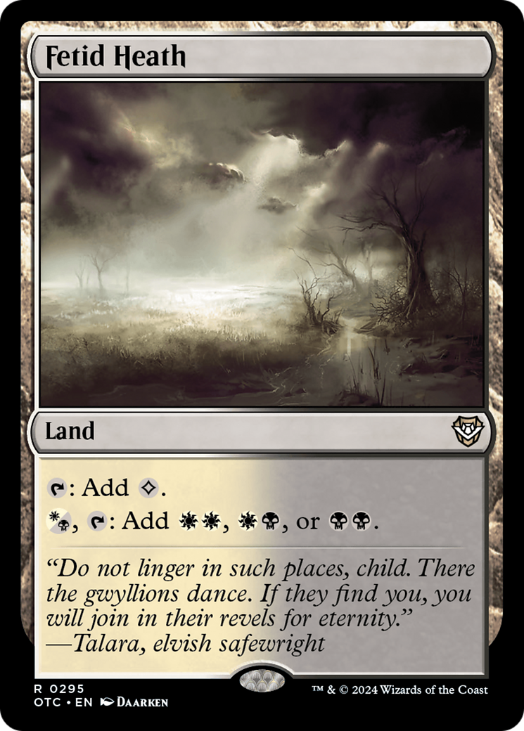 Fetid Heath (OTC-295) - Outlaws of Thunder Junction Commander - Premium MTG Single from Wizards of the Coast - Just $2.38! Shop now at Game Crave Tournament Store