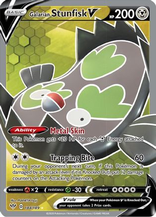 Galarian Stunfisk V 184/189 - Darkness Ablaze Holofoil