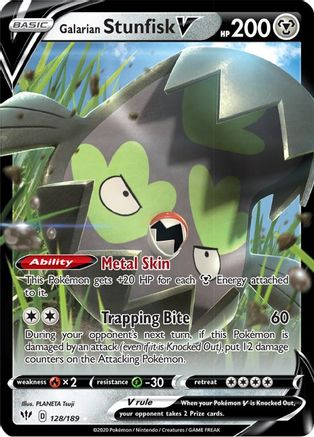 Galarian Stunfisk V 128/189 - Darkness Ablaze Holofoil