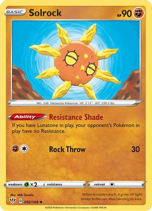 Solrock 92/189 - Darkness Ablaze Reverse Holofoil