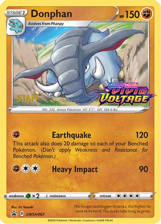 Donphan - SWSH067 (Prerelease Promo) [Staff] SWSH067 - SWSH Sword & Shield Promo Cards Holofoil