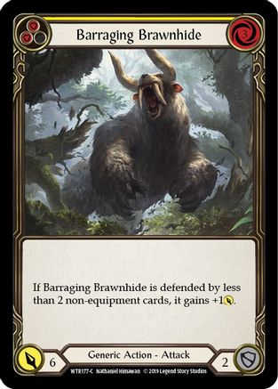 Barraging Brawnhide (Yellow) (WTR177) - Welcome to Rathe Unlimited Edition Rainbow Foil