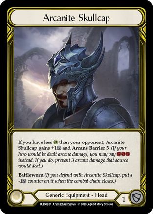 Arcanite Skullcap (Golden) (FAB007) - Flesh and Blood: Promo Cards 1st Edition Cold Foil