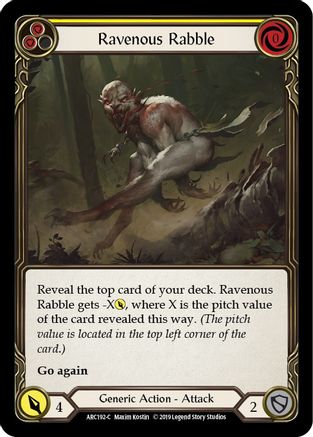 Ravenous Rabble (Yellow) (ARC192) - Arcane Rising 1st Edition