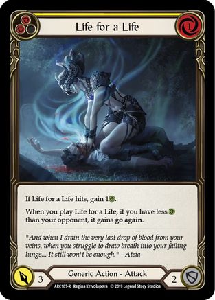Life for a Life (Yellow) (ARC165) - Arcane Rising Unlimited Edition Rainbow Foil